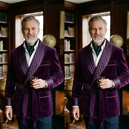 Purple men smoking jacket - men, with