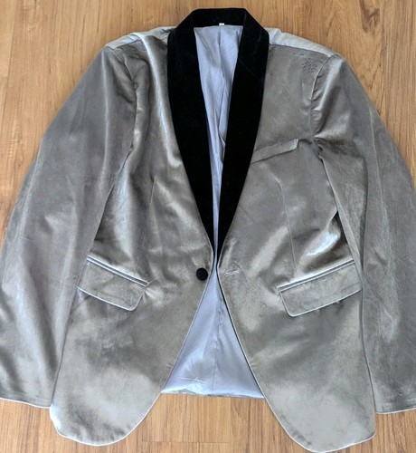 Men gray silver velvet - silver,